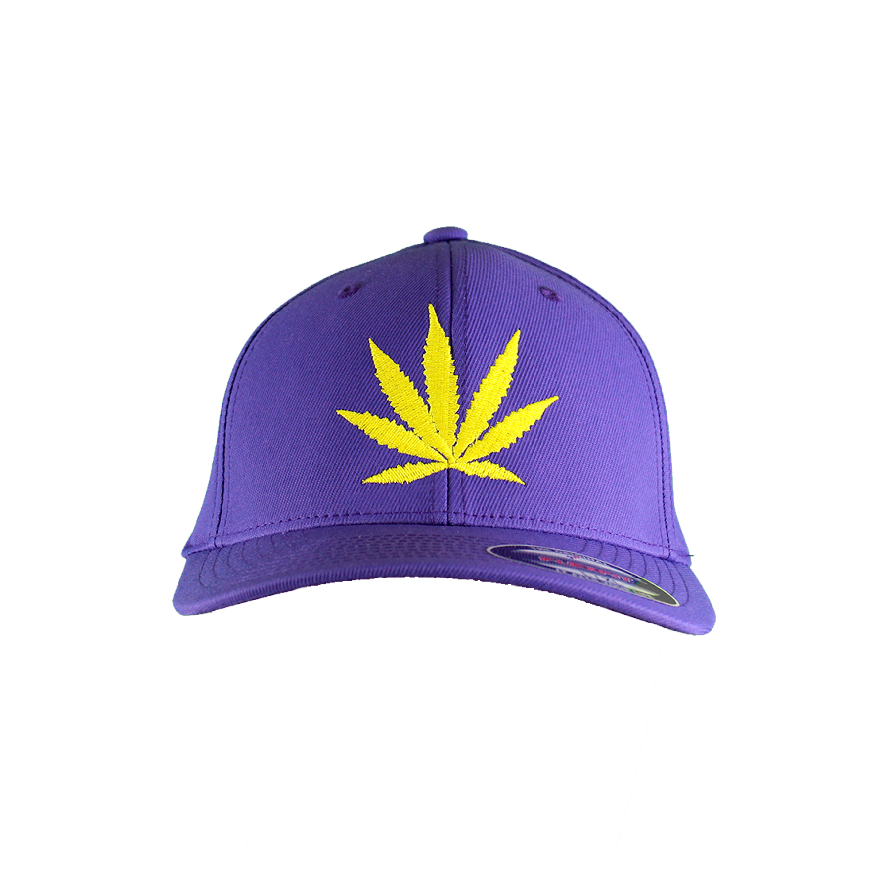 Purple Fitted Hat with Yellow Leaf • Malanajuana